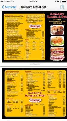 Caesar’s Bagels & Deli menu 3
